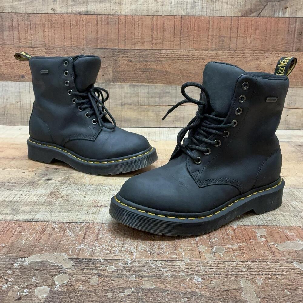 Dr. Martens 1460 W WP Boots Womens Size 5 36 Black Waterproof Ankle Combat.